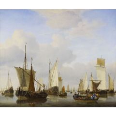 A Calm: A State’s Yacht, a Barge and many other Vessels under Sail Painting Reproduction