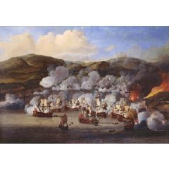 The Attack on the French Ships at Martinique, 6th July 1667 Painting Reproduction