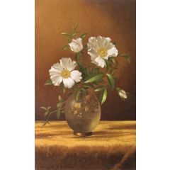Cherokee Roses in an Opalescent Vase Painting Reproduction