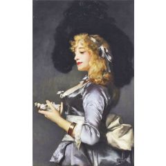Lady with a Figurine Painting Reproduction