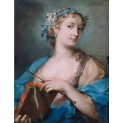 Portrait of a Woman Wearing a Laurel Wreath Painting Reproduction