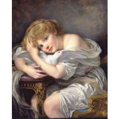Young Girl with Dove Painting Reproduction