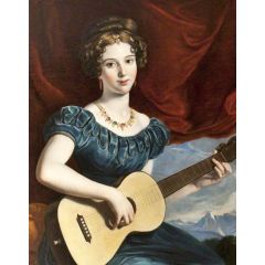 A Lady of the Petre Family Playing the Guitar Painting Reproduction