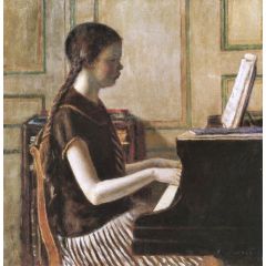 Child at the Piano Painting Reproduction
