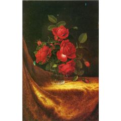 Four Roses in a Glass Painting Reproduction