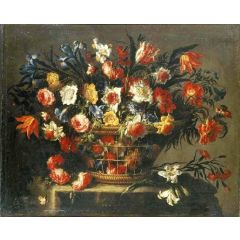 Basket of Flowers Painting Reproduction