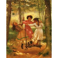 Three Girls on a Swing Painting Reproduction