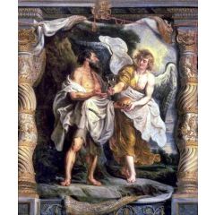 The Prophet Elijah and an Angel in the Desert Painting Reproduction
