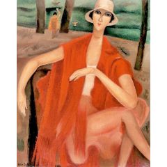 Young Woman in a Red Shawl (after Rose-Marie Matthey) Painting Reproduction