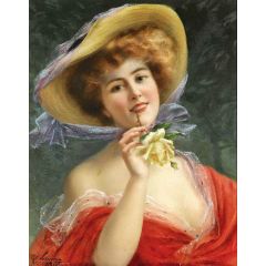 Young Girl with a Rose Painting Reproduction