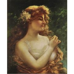 Young Woman with a Dragonfly Painting Reproduction