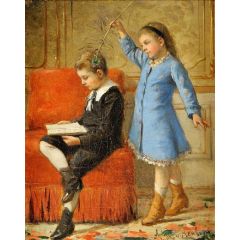 The teasing sister Painting Reproduction