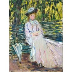 Woman Seated on a Bench(also known as Femme assise sur un banc) Painting Reproduction