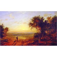 The Return Home: Landscape with Shepherd and Sheep Painting Reproduction