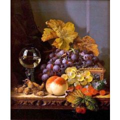 Still Life with Fruit, Nuts, and a Glass Painting Reproduction