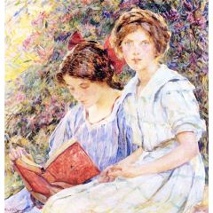 Two Women Reading Painting Reproduction