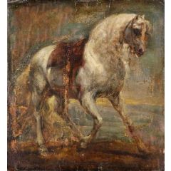 A Grey Horse Painting Reproduction