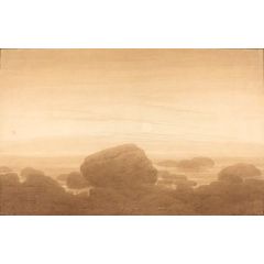 Moonrise on an Empty Shore Painting Reproduction