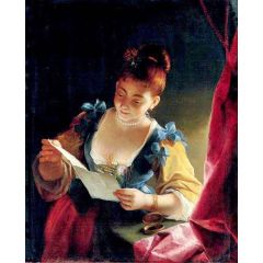 Young Woman Reading a Letter Painting Reproduction