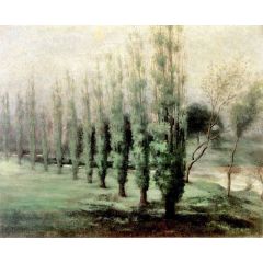 Poplars at Dawn Painting Reproduction