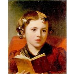 A Young Girl Painting Reproduction