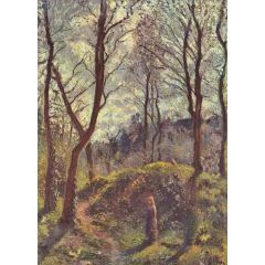 Wooded Landscape with woman Painting Reproduction