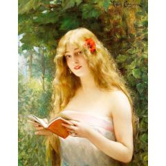The Beautiful Reader Painting Reproduction