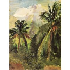 Early Morning, Uponohu, Looking South Towards Peak of Maua Roa, from Our Hiuse, Garden Wall in Front Painting Reproduction