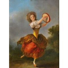 A Dancer with a Tambourine Painting Reproduction