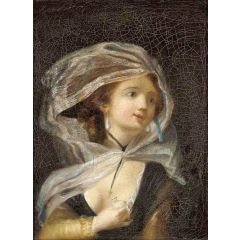 Young Woman with a Dove Painting Reproduction