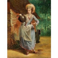 Woman Carrying Water Painting Reproduction
