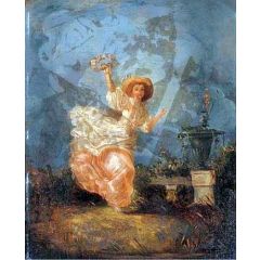 Lady Running in a Field Painting Reproduction