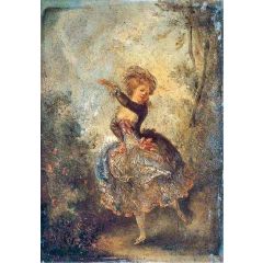 A Dancing Lady in a Landscape Painting Reproduction