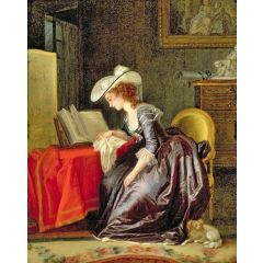 Woman Reading a Book Painting Reproduction
