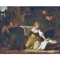 Young Washerwoman Painting Reproduction