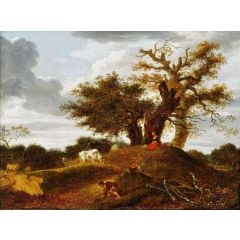 Landscape with a Boy by a Pond Painting Reproduction