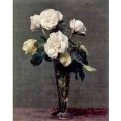 Tea Roses in a Champagne Flute Painting Reproduction