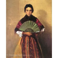 The Green Fan (also known as Girl of Toledo, Spain) Painting Reproduction