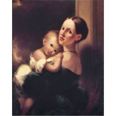 Mrs. James Miles Bush and Her Daughter, Nannie Painting Reproduction