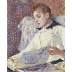 Young Lady Reading Painting Reproduction