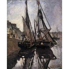 Fishing Boats in Honfleur Painting Reproduction