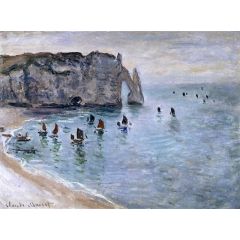 Etretat, La Porte d’Aval: Fishing Boats Leaving the Harbour Painting Reproduction