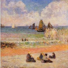 Bathing, Dieppe, also known as Beach, Dieppe Painting Reproduction