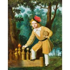 Boy with Bowling Painting Reproduction
