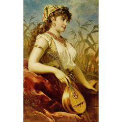 The Mandolin Player Painting Reproduction