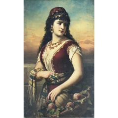 An Oriental Beauty with Fruit Painting Reproduction