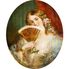 Portrait of a Lady with a Fan Painting Reproduction