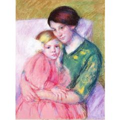 Mother and Child Reading Painting Reproduction