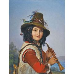 Italian Shepherd Boy with a Flute Painting Reproduction