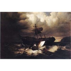 Wreck of an Immigrant Ship off the Cost of New England Painting Reproduction